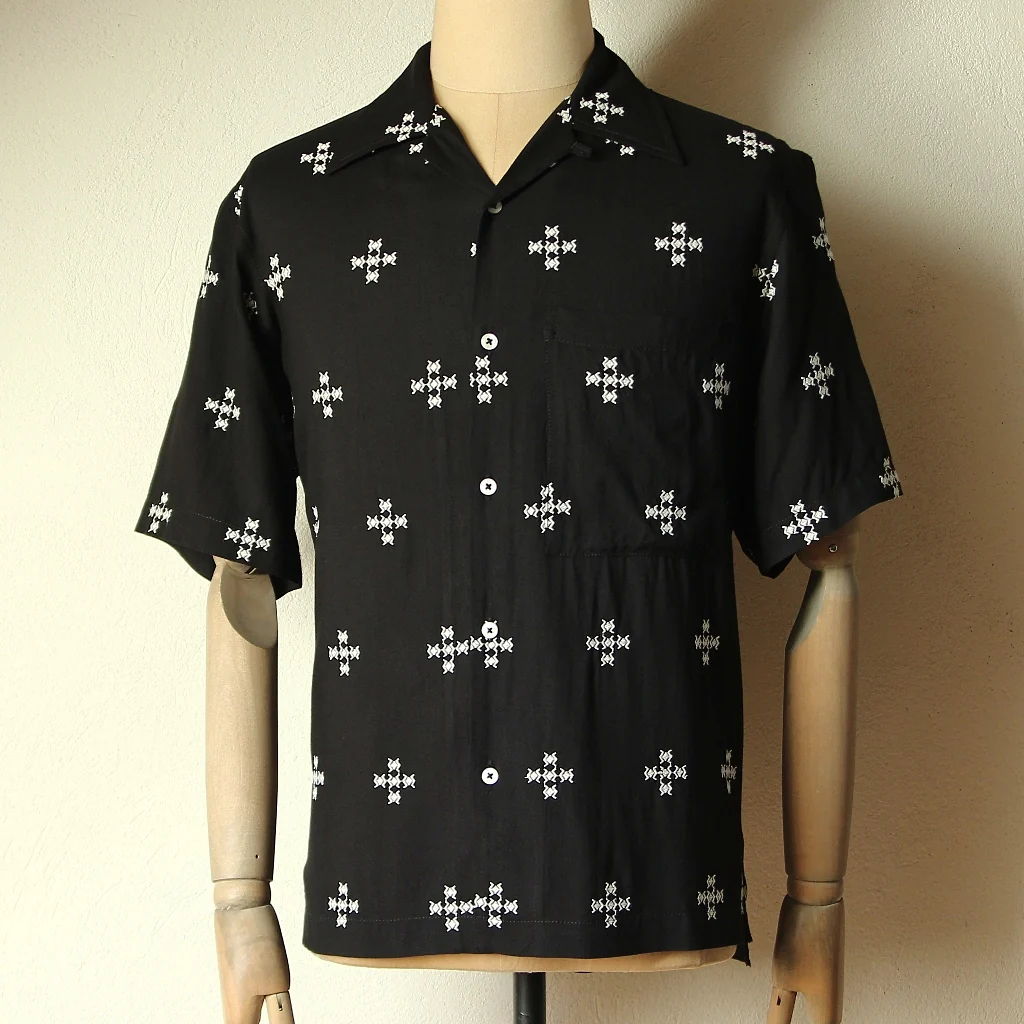 Camp Shirt - Black Embroidered Diamond - Image 3