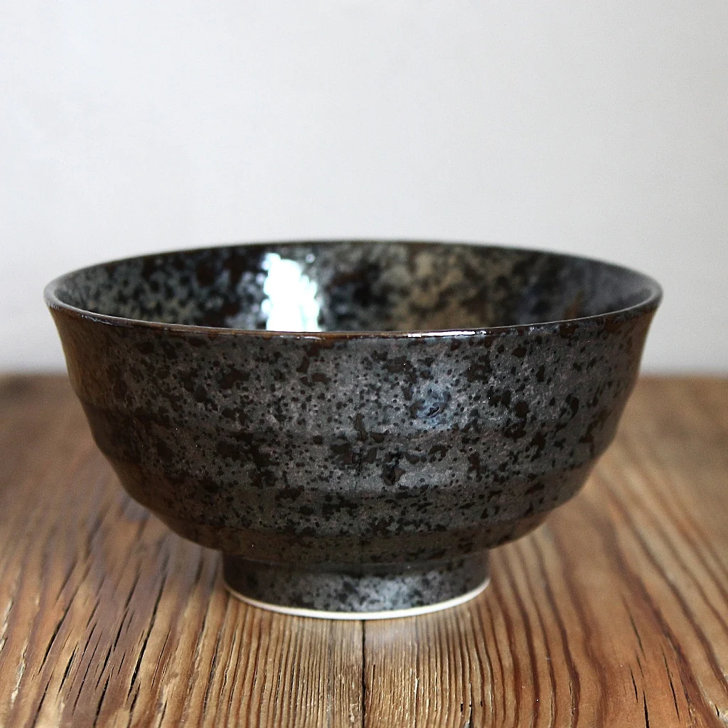 Glossy Black Japanese Bowl - Set of 4 - Image 4