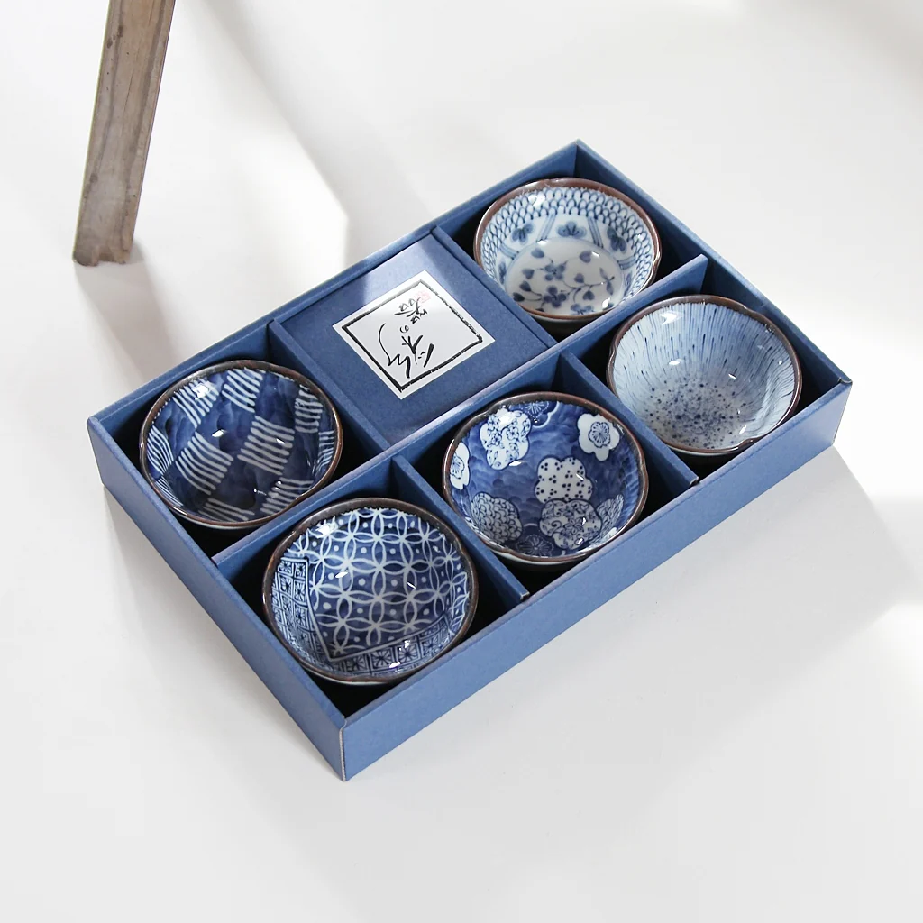 Japanese Blue Pattern Bowl – Set of 5 - Image 2