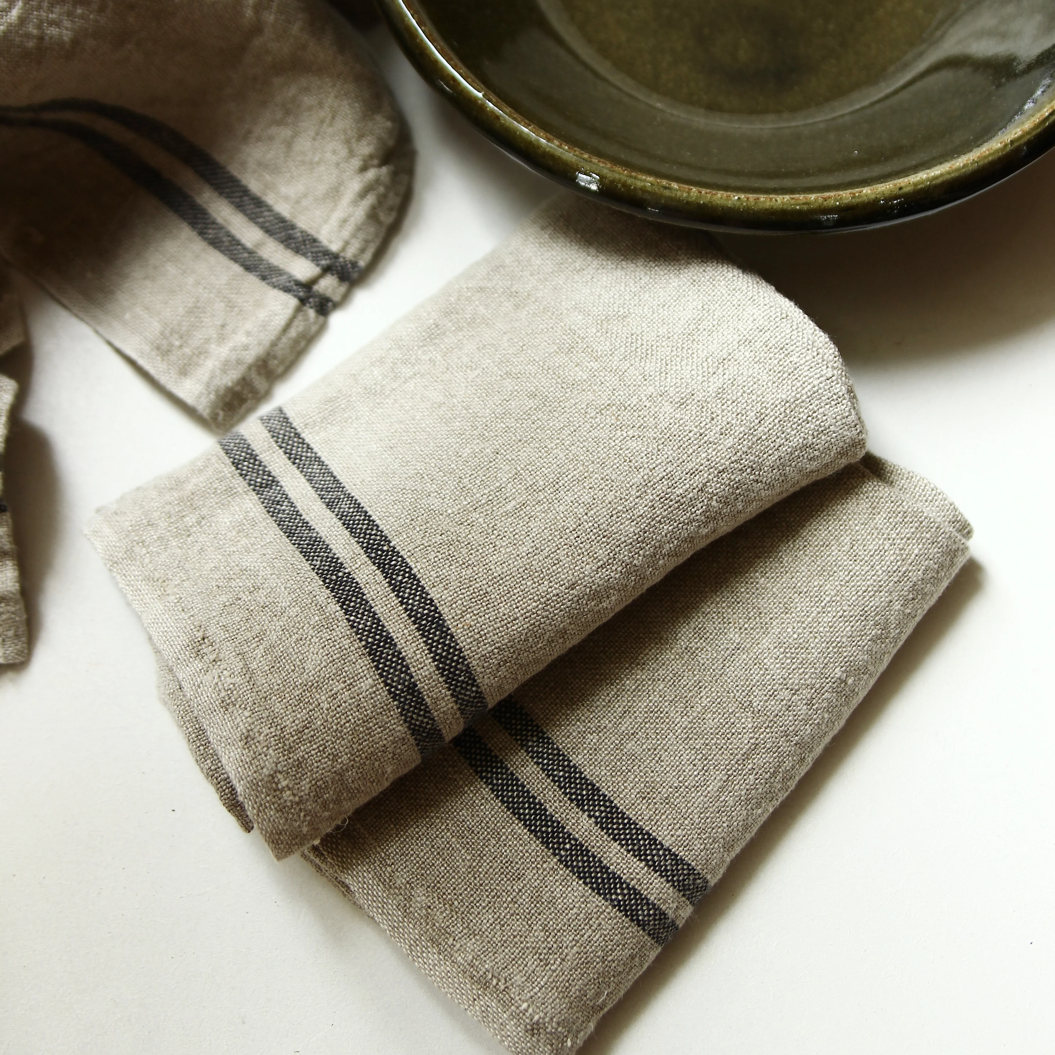 Linen Tea Towel Country - used noir - Image 2