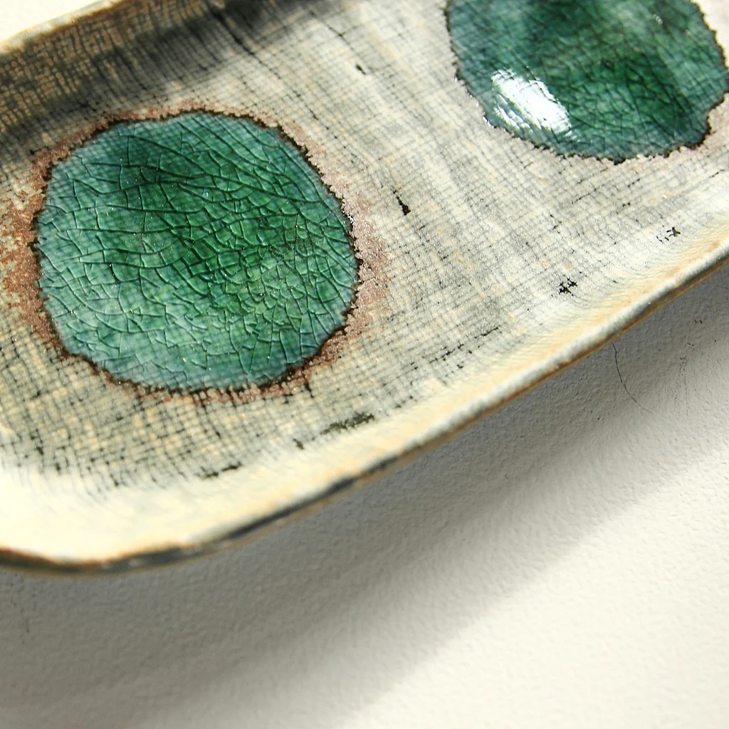 Long Ceramic Plate – Turquoise Circles - Image 2