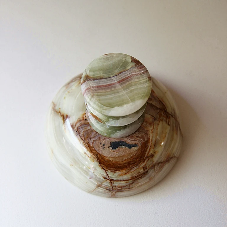 Onyx Schale auf Fuß – Naturstein - Image 3