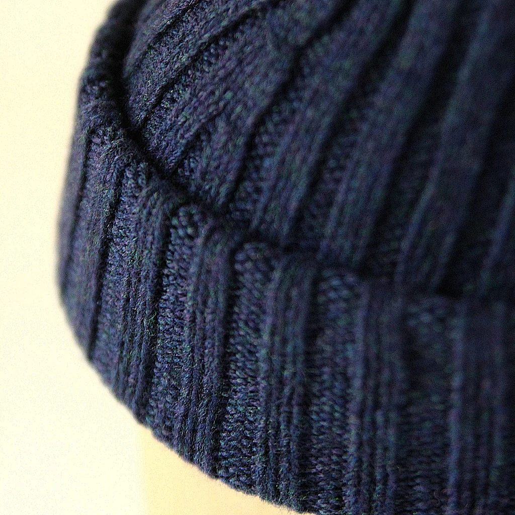 Ribbed Lambswool Hat - Navy - Image 2