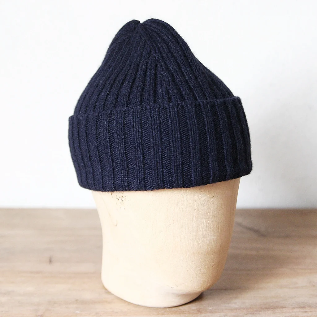 Ribbed Lambswool Hat - Navy - Image 3