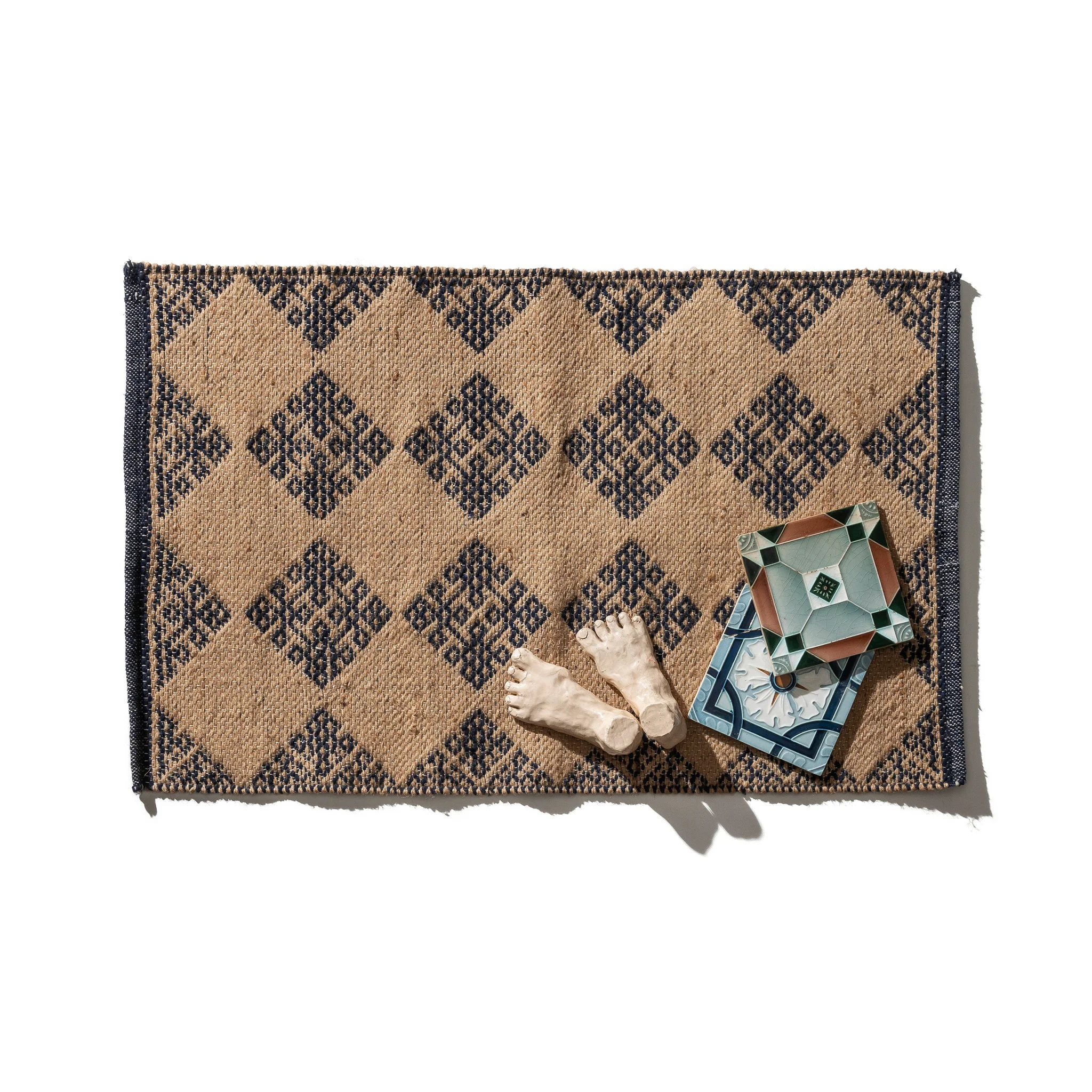 Tile Patterned Jute Mat - Image 2