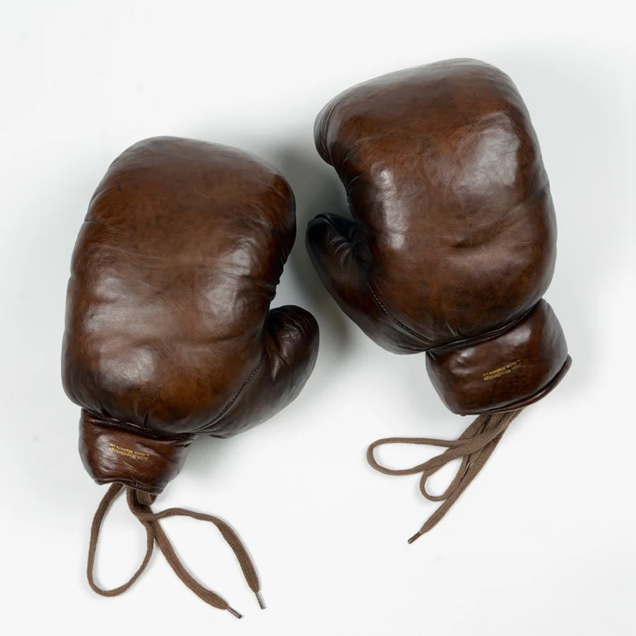 Vintage Leather Boxing Gloves 1920 in Brown - Image 3