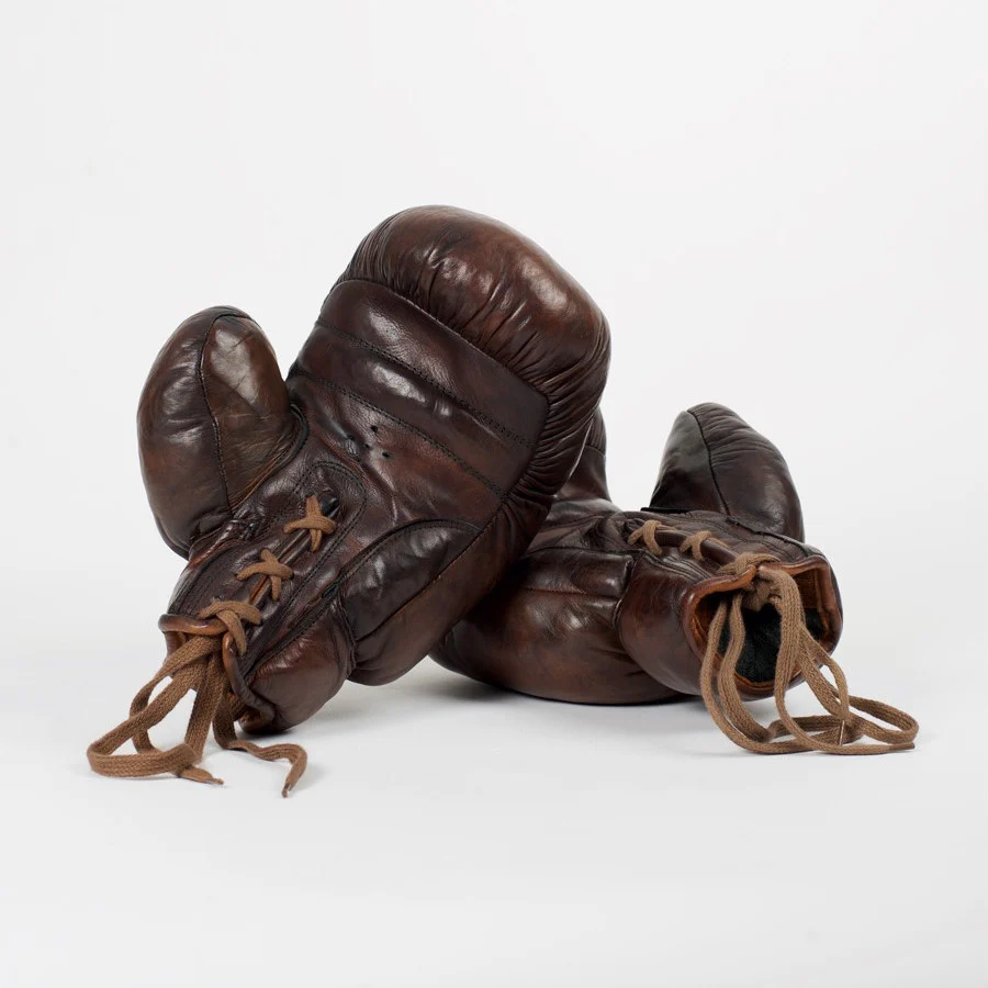 Vintage Leather Boxing Gloves 1920 in Brown - Image 4