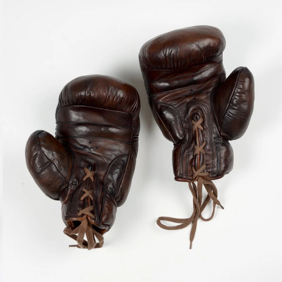 Vintage Leather Boxing Gloves 1920 in Brown - Image 5