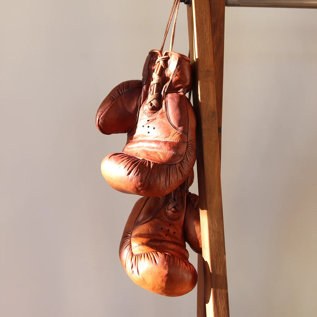 Vintage Leather Boxing Gloves 1920 in Cognac - Image 3