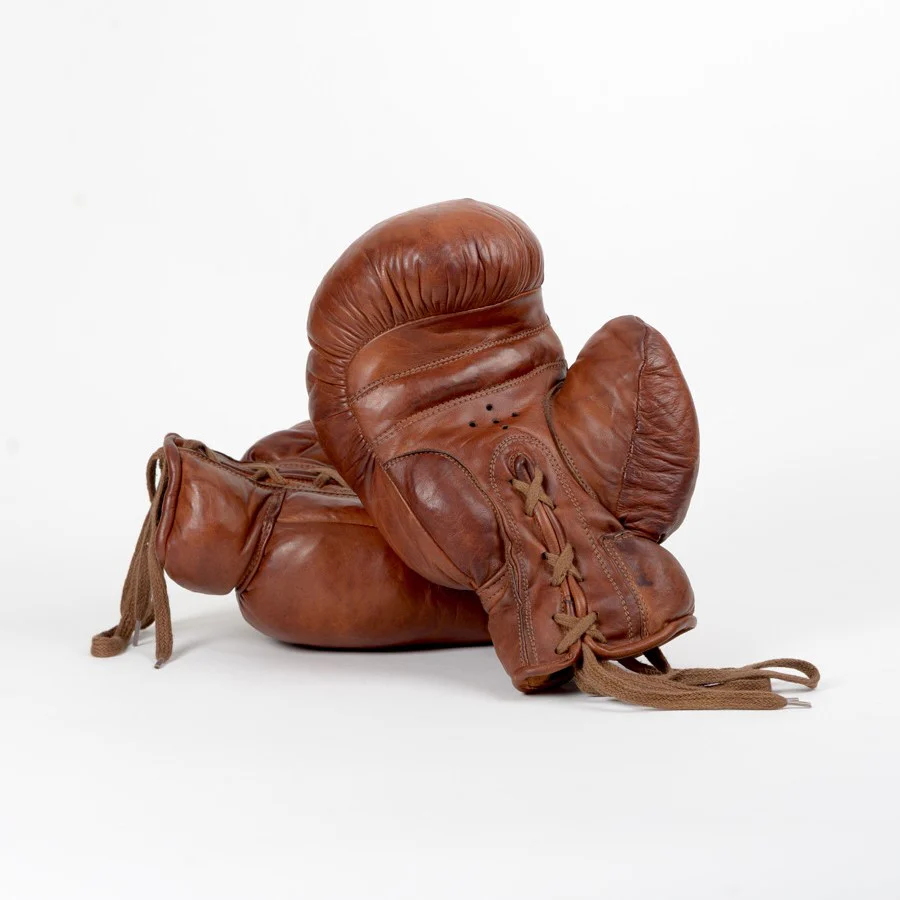 Vintage Leather Boxing Gloves 1920 in Cognac - Image 4