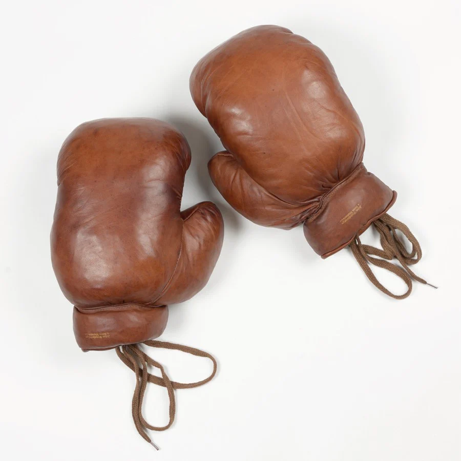 Vintage Leather Boxing Gloves 1920 in Cognac - Image 7