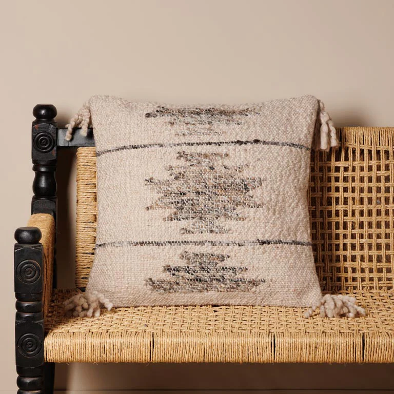 Wool Cushion Grey Pattern - Image 3